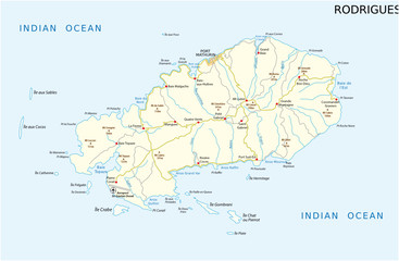 Rodrigues island road vector map