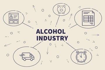 Business illustration showing the concept of alcohol industry