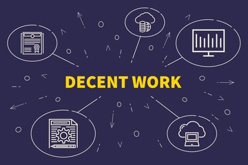 Business illustration showing the concept of decent work