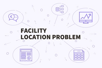 Business illustration showing the concept of facility location problem