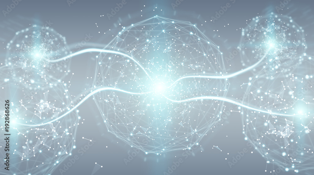 Aufkleber Digital network connection sphere interface 3D rendering