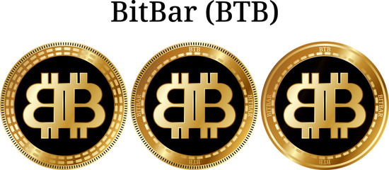 Set of physical golden coin BitBar (BTB)