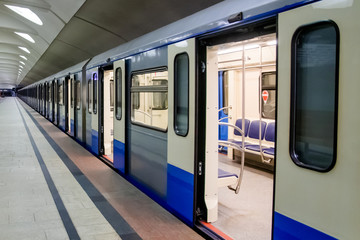 Metro train on platform