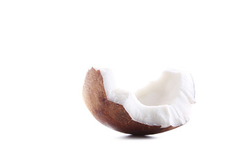 Piece of coconut isolated on a white background