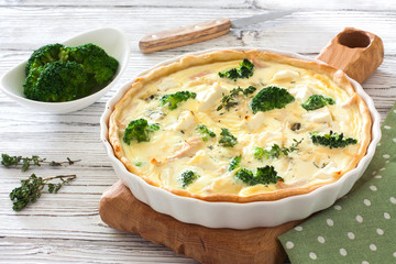 Broccoli , chicken and cheese pie ( quiche)
