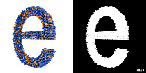 Litera e 3D sześciany kwadraty klocki piksele © vempireart
