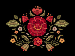 Embroidered flowers. Floral print.