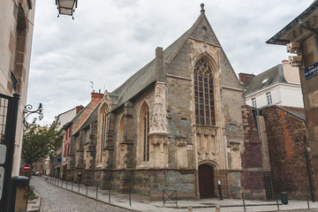 15th century Gothic Chapelle Saint-Yves, once chapel and hospital it serves now as tourist info center in Rennes, Brittany, France