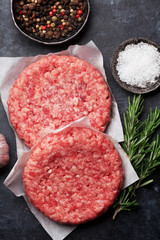 Raw minced beef meat for home made burgers