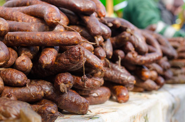 lot homemade sausages