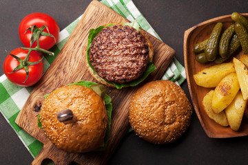 Tasty grilled home made burgers