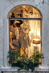 Shop-window with mannequin