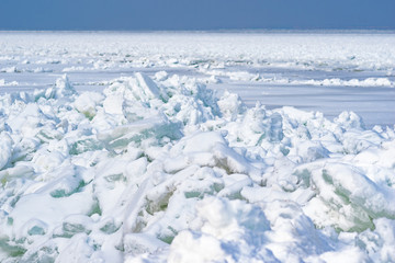 Fototapeta na wymiar Ice and snow. The frozen sea in the north, the Arctic