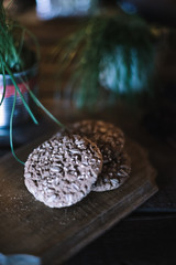 Homemade cookies on a wooden old background.