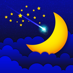 Obraz na płótnie Canvas Retro illustration of a smiling moon good night.