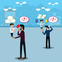 Cartoon online marketing concept,use social application to promote product - vector