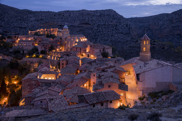 Sunset view of the village of Albarracin. Spain