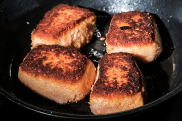 fried cutlets on a frying pan