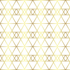 Seamless gold line geometric pattern. Background with rhombus, triangles and nodes. Golden texture..