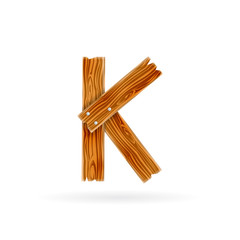 Letter K logo. Rough wooden plank icon. Isolated vector rustic concept.