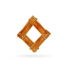 Letter O logo. Rough wooden plank icon. Isolated vector rustic concept.