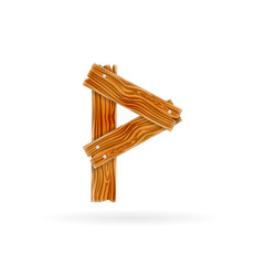 Letter P logo. Rough wooden plank icon. Isolated vector rustic concept.