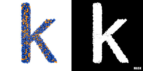 Litera k 3D sześciany kwadraty klocki piksele © vempireart