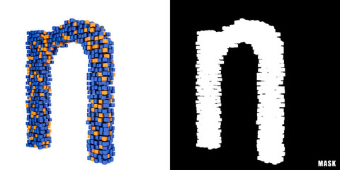 Litera n 3D sześciany kwadraty klocki piksele © vempireart