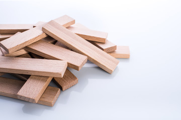 Wooden blocks, children development toys, reflection and shadows on surface