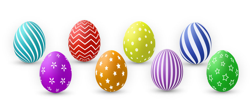 Color Eggs Collection With Gradient Mesh, design template, Vector Illustration