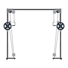 Cable Machine. Power simulator crossover. Multi-gym for strength training block type. Healthy lifestyle. Vector