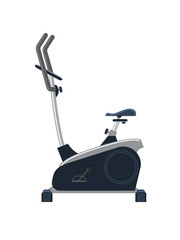 Exercise bike. Flat. Exerciser for strengthening the legs and hips. Healthy lifestyle. Vector