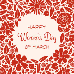 Fototapeta na wymiar Beautiful banner with hand drawn flowers for Women's Day. Vector.