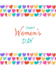 Concept of a card for Women's Day with hand drawn hearts. Vector.