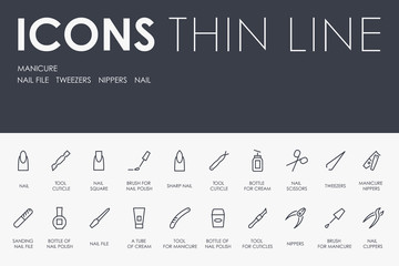 MANICURE Thin Line Icons