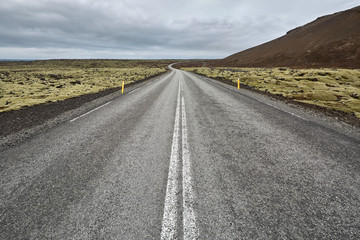 Icelandic landscape with country roadway