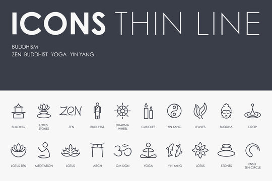 BUDDHISM Thin Line Icons