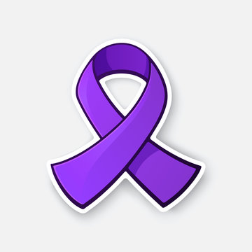 Sticker of purple ribbon, awareness of interpersonal violence and abuse prevention