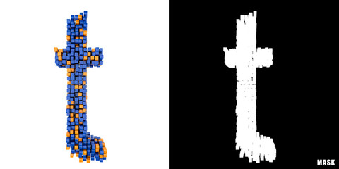 Litera _ 3D sześciany kwadraty klocki piksele © vempireart