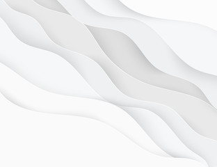 Paper art cartoon abstract waves. Paper carve background. Modern origami design template. Vector illustration. 3d paper layers