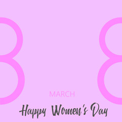 Happy women's day greeting card with hand written text. 8 March. Vector.