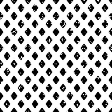 Halftone rombs seamless texture. Noisy rough image for decorative effects. Vector illustration.
