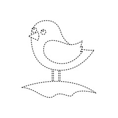 cute bird standing in the field cartoon vector illustration dotted line image