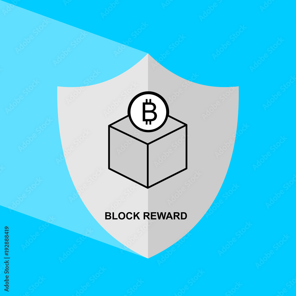 Aufkleber shield icon with long shadow - block reward. block chain icon. vector graphic illustration.
