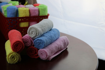 set of multi-colored towels