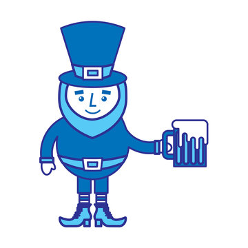 cute leprechaun holding cold beer drink vector illustration blue design image