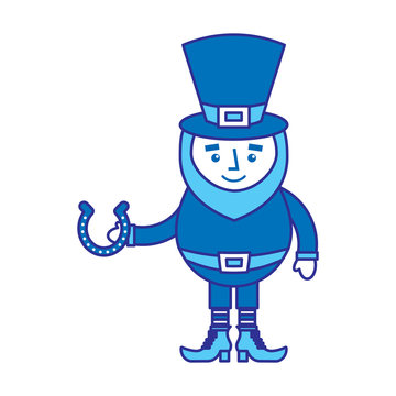 leprechaun holding horseshoe for luck traditional vector illustration blue design image