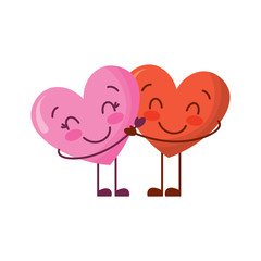 couple in love two cute hearts hugging romance vector illustration
