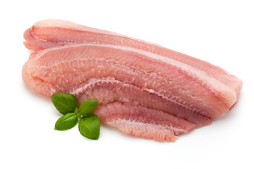 Fillet of Fish Pangasius. Isolated on white background.