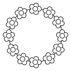 floral wreath flowers decoration ornament vector illustration thin line image